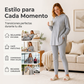 ⏰🔥 ¡OFERTA 50% OFF! 👚✨Conjunto de sudadera con capucha de punto canelado y pantalones para mujer