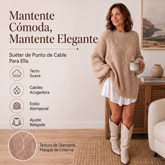 ⏰🔥 ¡OFERTA 50% OFF! 👚✨Jersey de punto trenzado holgado para mujer