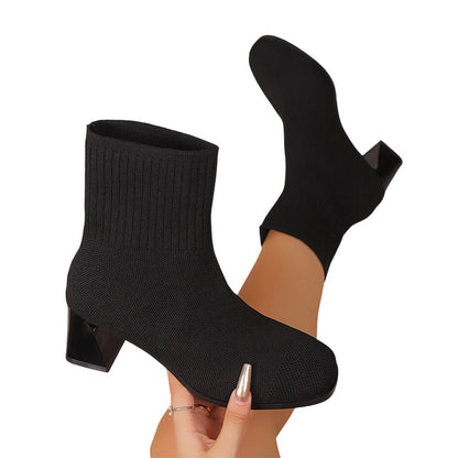 Botas de calcetín de punto elástico para mujer