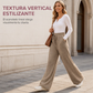 Pantalones de pierna ancha de punto canalé para mujer