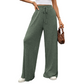 Pantalones de pierna ancha de punto canalé para mujer