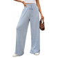 Pantalones de pierna ancha de punto canalé para mujer
