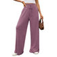 Pantalones de pierna ancha de punto canalé para mujer