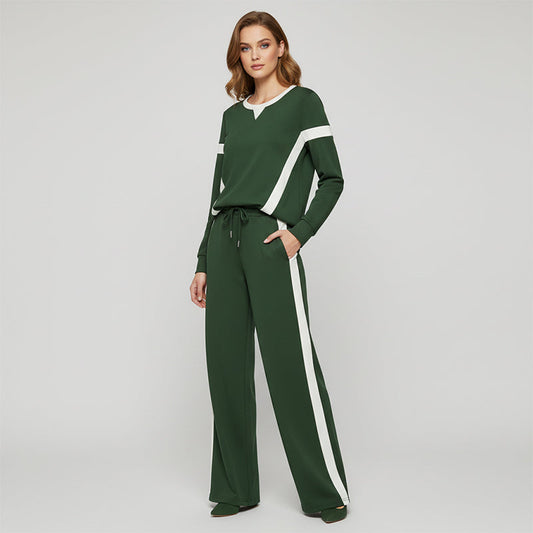 Conjunto de dos piezas para mujer: blusa y pantalones de estilo casual y corte holgado