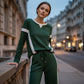 Conjunto de dos piezas para mujer: blusa y pantalones de estilo casual y corte holgado