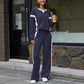 Conjunto de dos piezas para mujer: blusa y pantalones de estilo casual y corte holgado