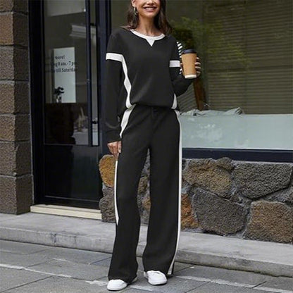 Conjunto de dos piezas para mujer: blusa y pantalones de estilo casual y corte holgado