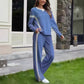 Conjunto de dos piezas para mujer: blusa y pantalones de estilo casual y corte holgado