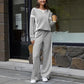 Conjunto de dos piezas para mujer: blusa y pantalones de estilo casual y corte holgado