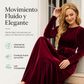 Vestido largo de terciopelo elegante de manga larga para mujer