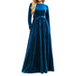 Vestido largo de terciopelo elegante de manga larga para mujer