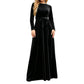 Vestido largo de terciopelo elegante de manga larga para mujer