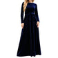 Vestido largo de terciopelo elegante de manga larga para mujer