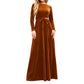 Vestido largo de terciopelo elegante de manga larga para mujer