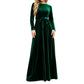 Vestido largo de terciopelo elegante de manga larga para mujer