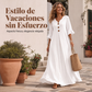 Vestido largo de mujer con cuello en V y mangas con volantes