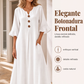 Vestido largo de mujer con cuello en V y mangas con volantes