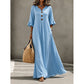 Vestido largo de mujer con cuello en V y mangas con volantes