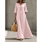 Vestido largo de mujer con cuello en V y mangas con volantes
