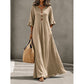 Vestido largo de mujer con cuello en V y mangas con volantes