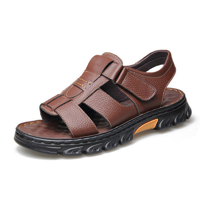 🔥49% DE DESCUENTO🔥Sandalias casuales de piel de alta calidad para hombre 【Antideslizantes, masaje de pies】