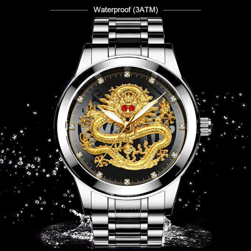 ✨Venta caliente✨Reloj Dragón Dorado en Relieve-7