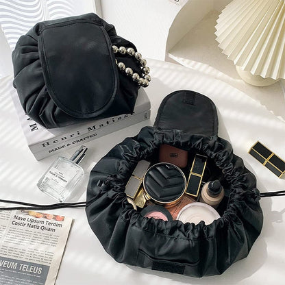 Bolsa de cosméticos portátil con cordón