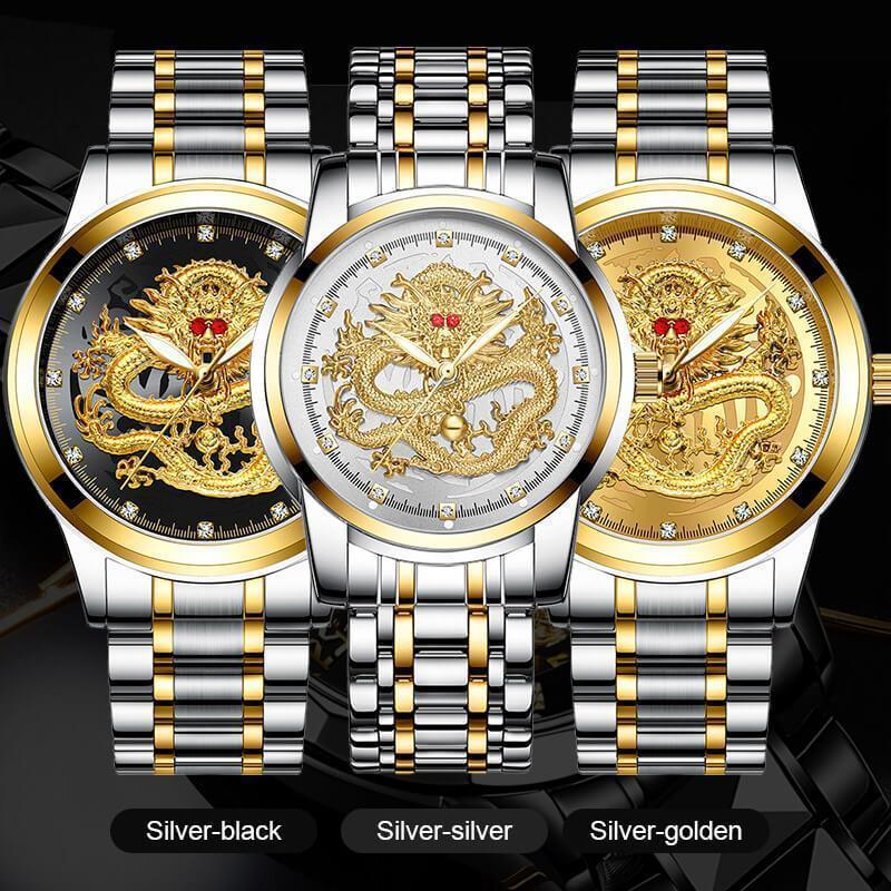 ✨Venta caliente✨Reloj Dragón Dorado en Relieve-8