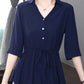 Women’s loose V neck mid-length shirt