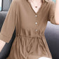 Women’s loose V neck mid-length shirt